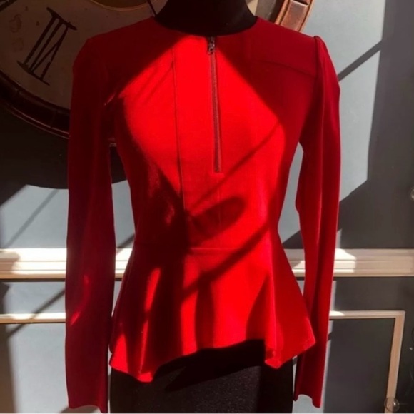 Red zip up blouse - Picture 1 of 8